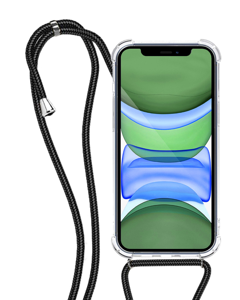 NoXx Hoes Geschikt voor iPhone 11 Pro Hoesje Transparant Met Telefoonkoord Cover Shock Proof Case Koord Hoes