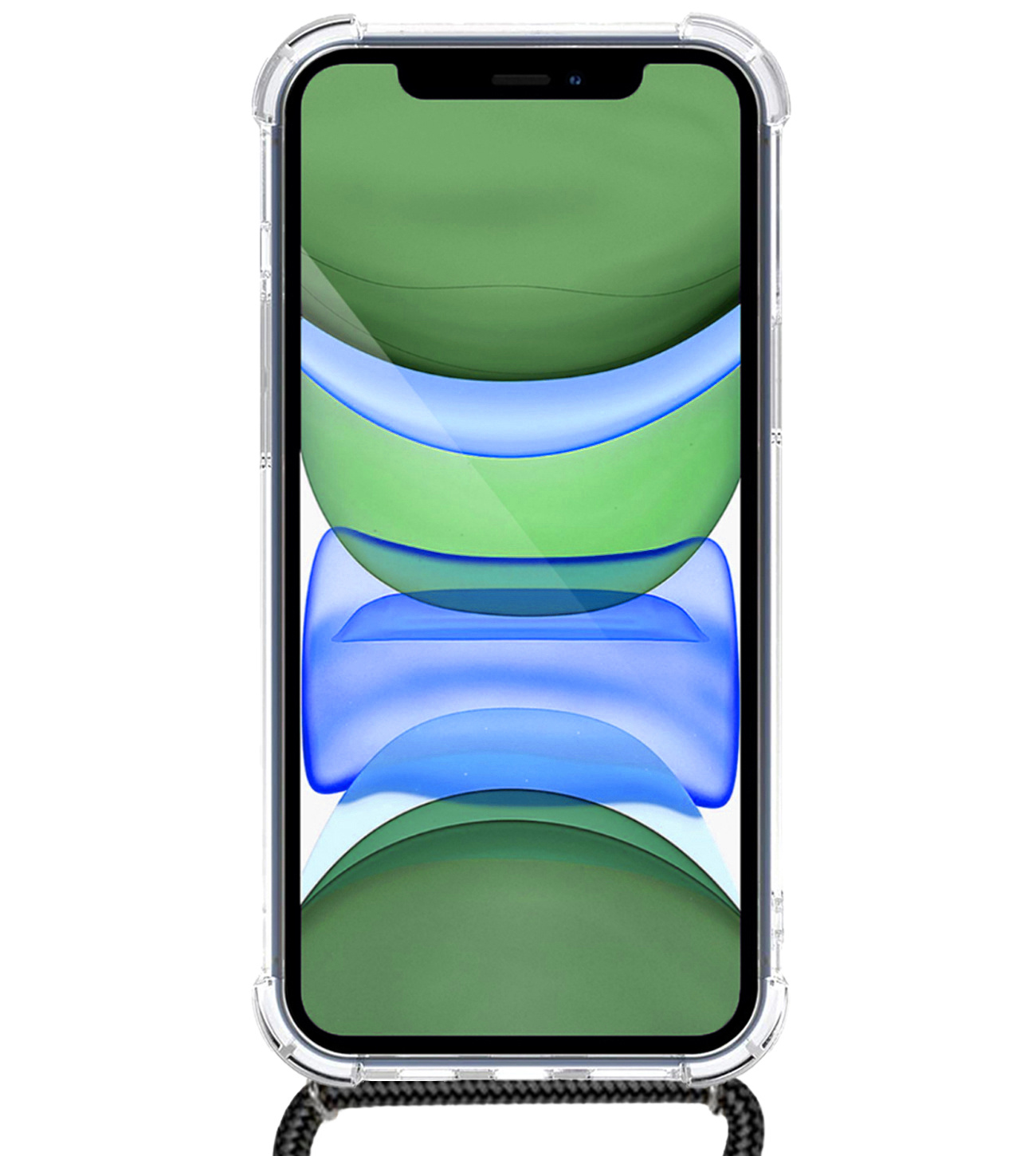 NoXx Hoes Geschikt voor iPhone 11 Pro Hoesje Transparant Met Telefoonkoord Cover Shock Proof Case Koord Hoes