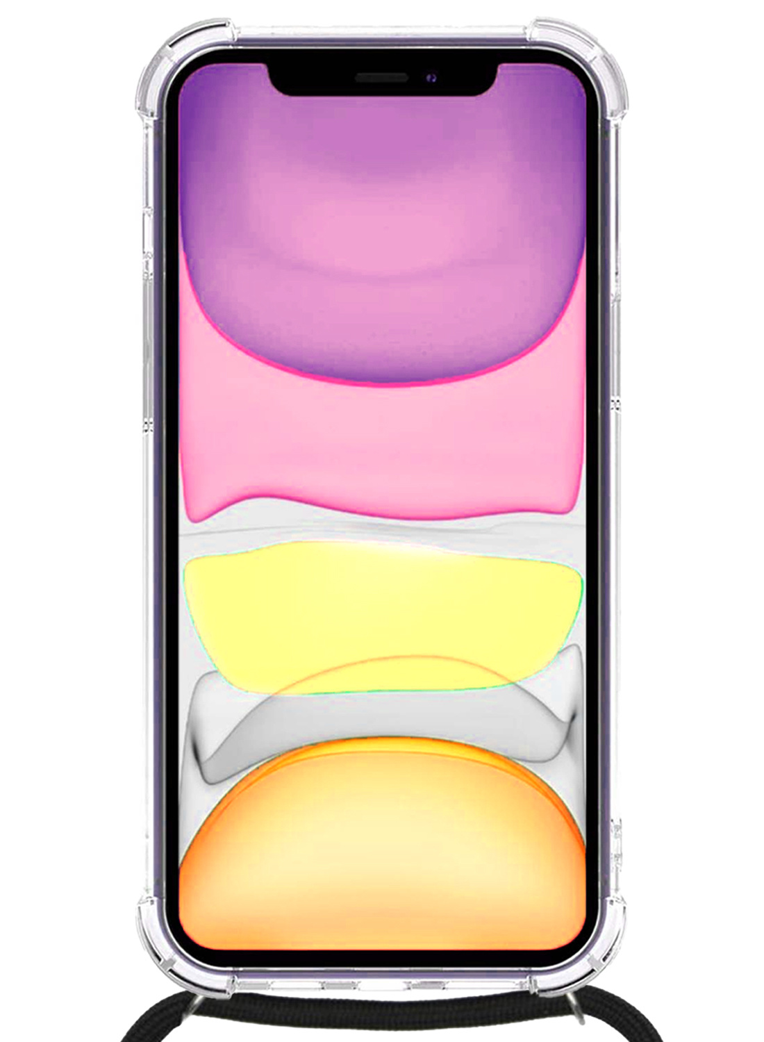 Nomfy Hoesje Geschikt voor iPhone 11 Hoesje Shock Proof Transparant Met Telefoonketting Case Shock Koord - Hoesje Geschikt voor iPhone 11 Shock Proof Case Met Koord - Transparant