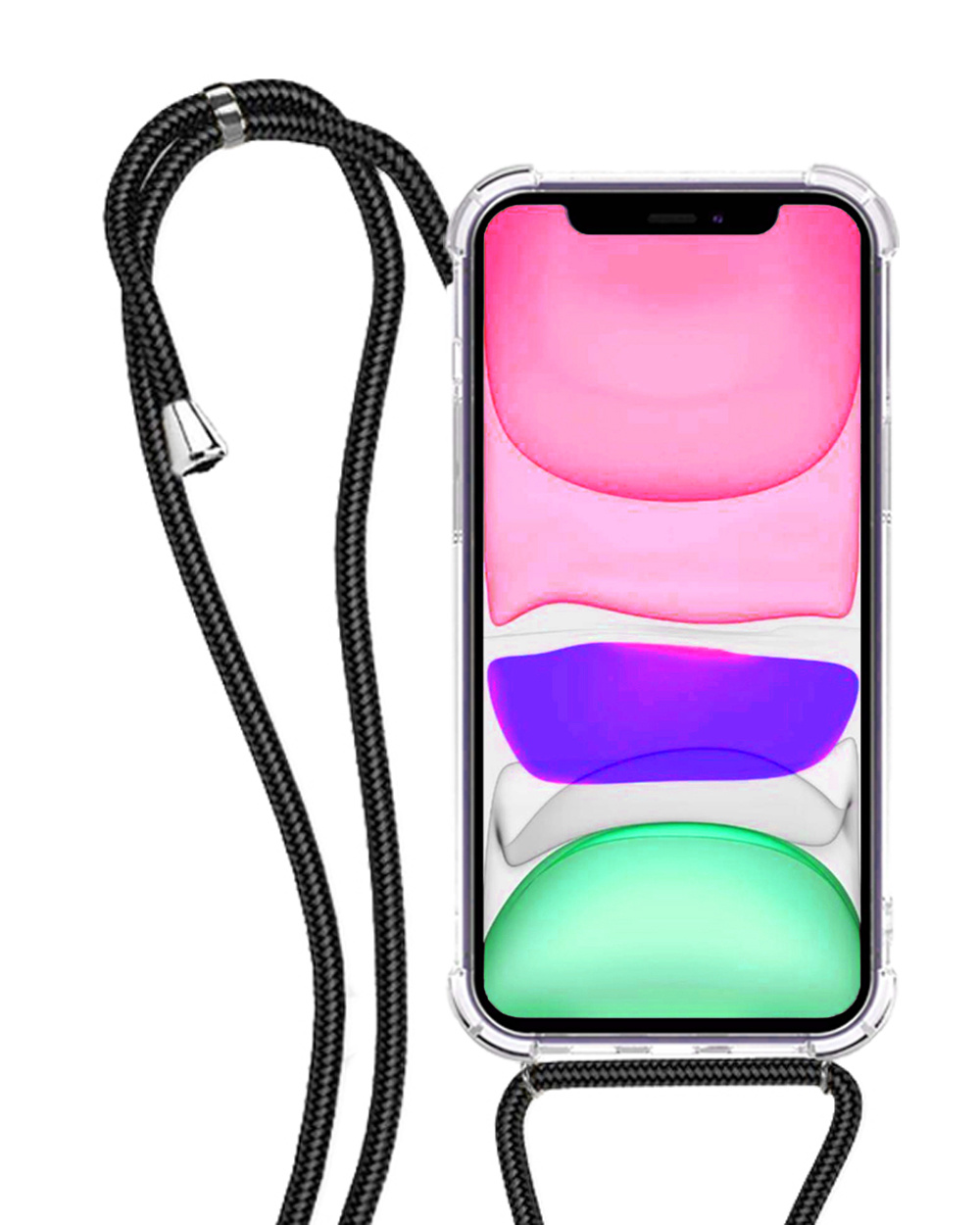 NoXx Hoes Geschikt voor iPhone 11 Hoesje Transparant Met Telefoonkoord Cover Shock Proof Case Koord Hoes