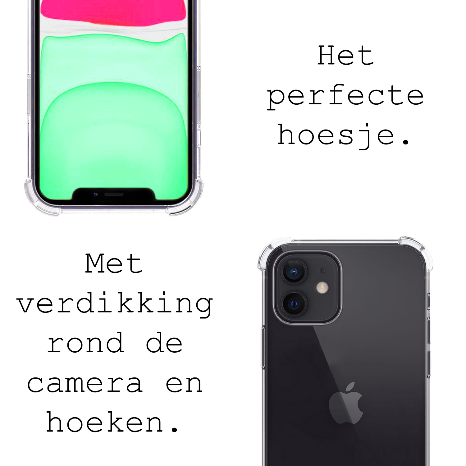 BASEY. Hoes Geschikt voor iPhone 11 Hoesje Shock Proof Case Met Koord Shock Hoes Met Koord - Hoesje Geschikt voor iPhone 11 Hoes Cover Met Koord - Transparant