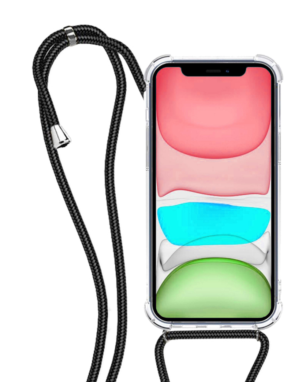 NoXx Hoes Geschikt voor iPhone Xs Max Hoesje Transparant Met Telefoonkoord Cover Shock Proof Case Koord Hoes