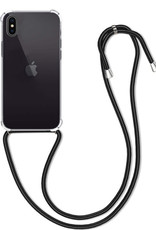 BASEY. Hoes Geschikt voor iPhone Xs Max Hoesje Shock Proof Case Met Koord Shock Hoes Met Koord - Hoesje Geschikt voor iPhone Xs Max Hoes Cover Met Koord - Transparant