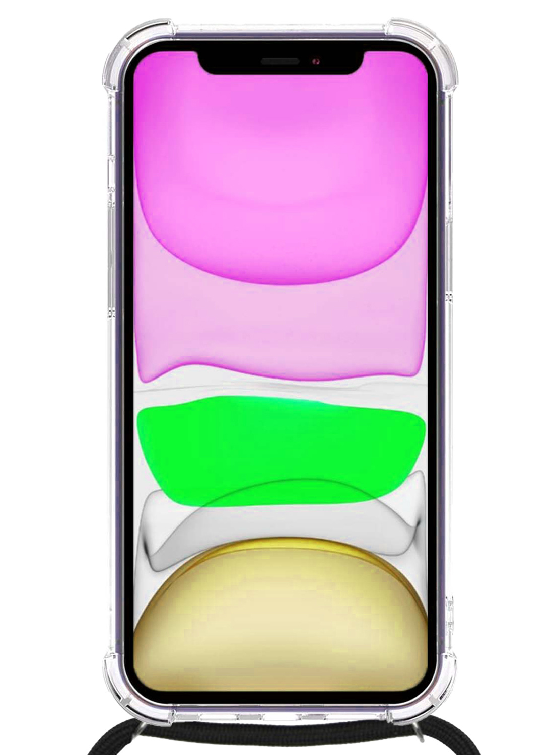 Nomfy Hoesje Geschikt voor iPhone XR Hoesje Shock Proof Transparant Met Telefoonketting Case Shock Koord - Hoesje Geschikt voor iPhone XR Shock Proof Case Met Koord - Transparant