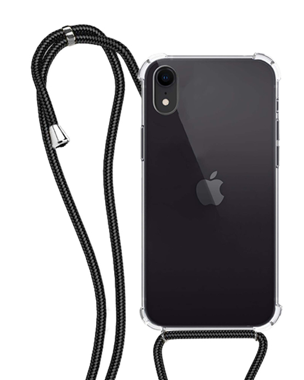 NoXx Hoes Geschikt voor iPhone XR Hoesje Transparant Met Telefoonkoord Cover Shock Proof Case Koord Hoes