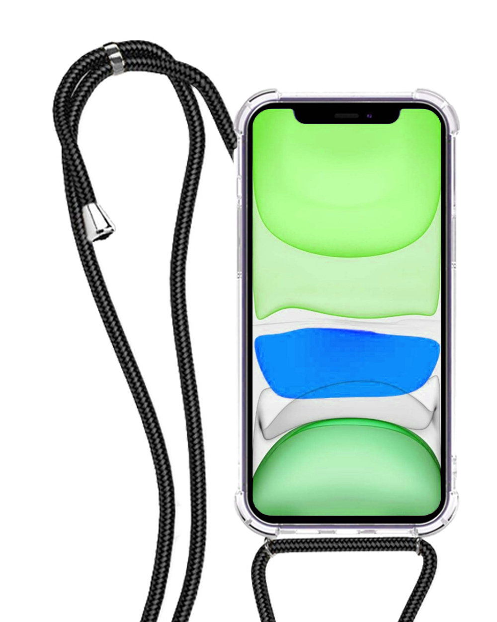 NoXx Hoes Geschikt voor iPhone XR Hoesje Transparant Met Telefoonkoord Cover Shock Proof Case Koord Hoes
