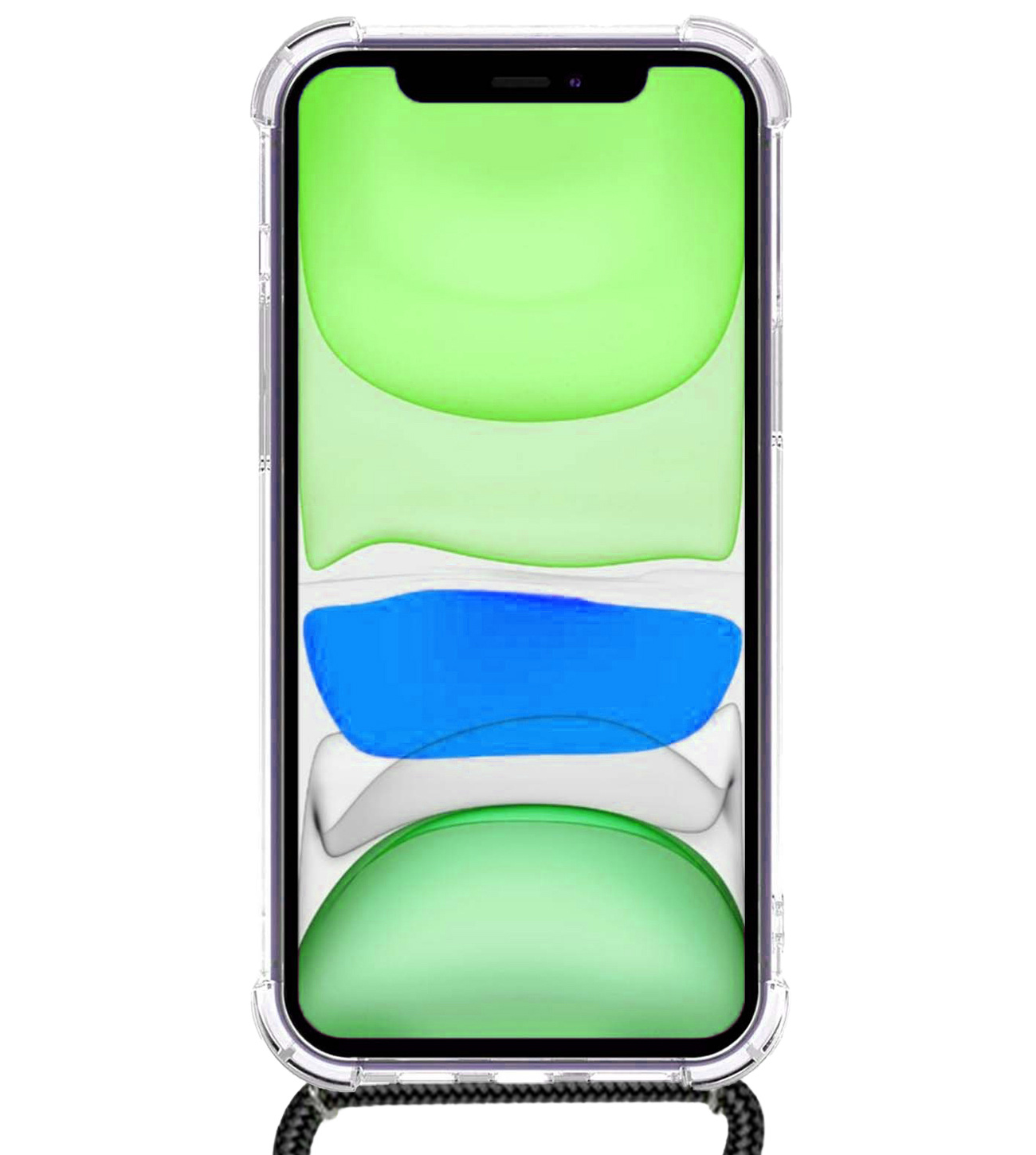 NoXx Hoes Geschikt voor iPhone XR Hoesje Transparant Met Telefoonkoord Cover Shock Proof Case Koord Hoes