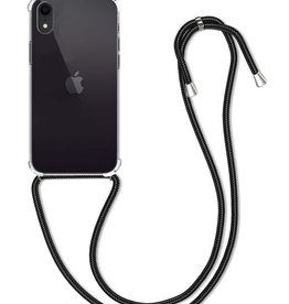 BASEY. iPhone XR Hoesje Transparant Shockproof Met Zwart Koord