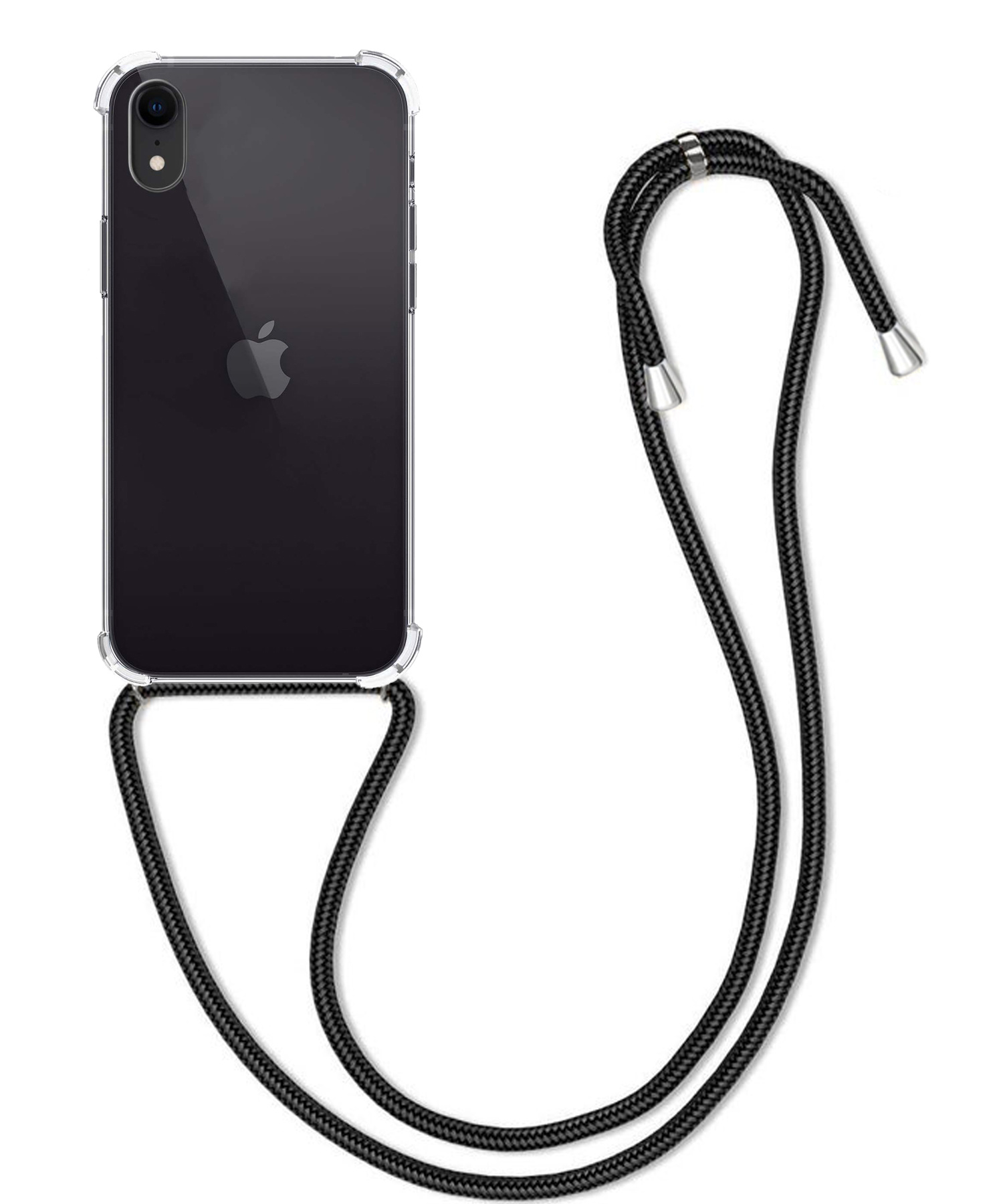 BASEY. Hoes Geschikt voor iPhone XR Hoesje Shock Proof Case Met Koord Shock Hoes Met Koord - Hoesje Geschikt voor iPhone XR Hoes Cover Met Koord - Transparant