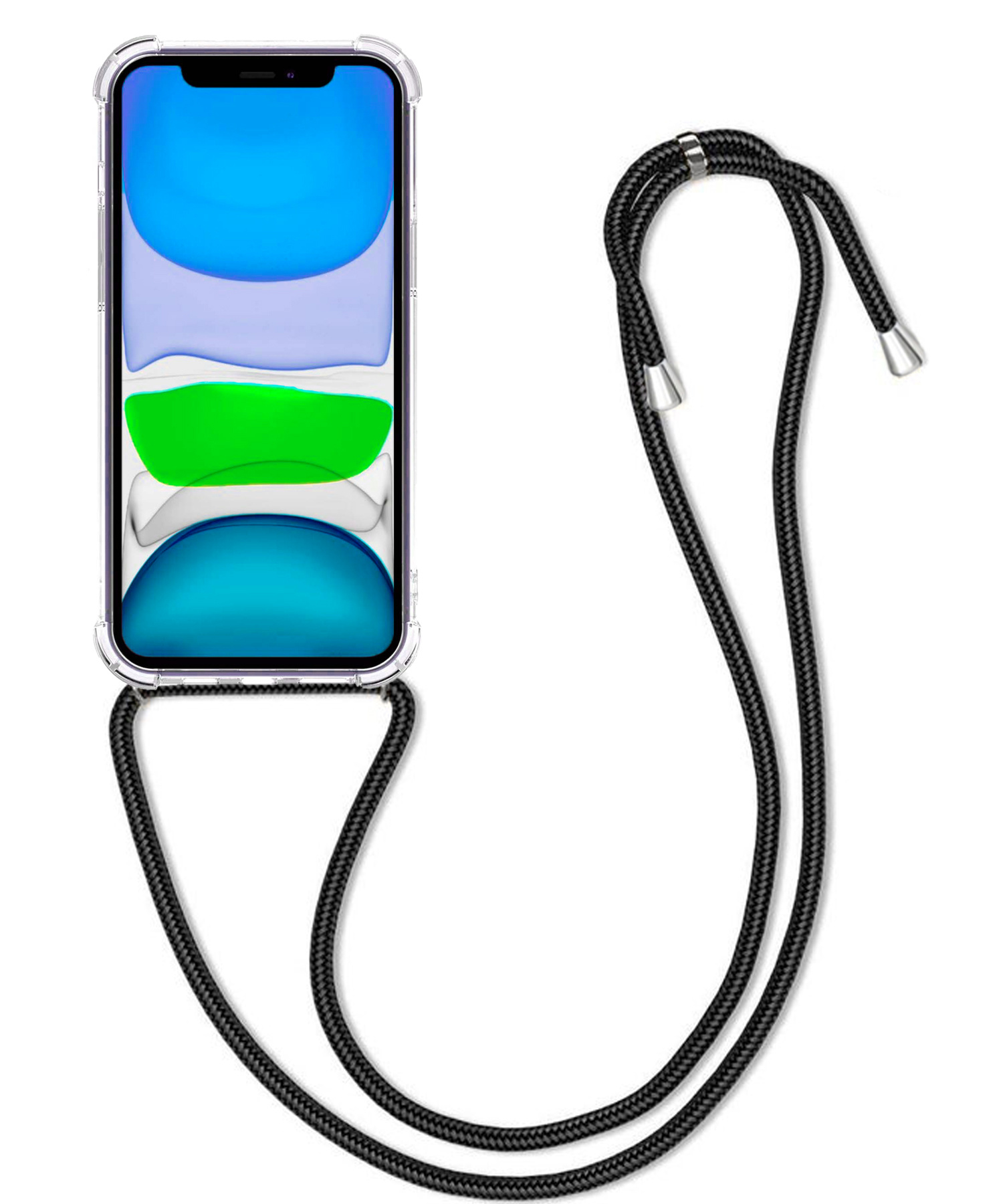 BASEY. Hoes Geschikt voor iPhone XR Hoesje Shock Proof Case Met Koord Shock Hoes Met Koord - Hoesje Geschikt voor iPhone XR Hoes Cover Met Koord - Transparant