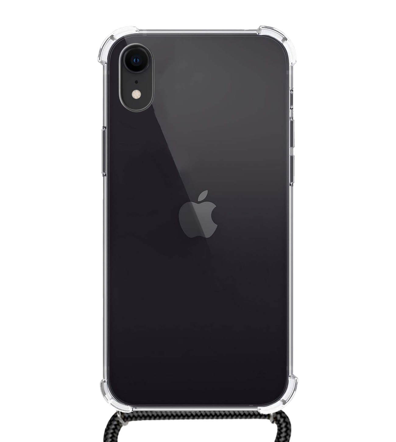 BASEY. Hoes Geschikt voor iPhone XR Hoesje Shock Proof Case Met Koord Shock Hoes Met Koord - Hoesje Geschikt voor iPhone XR Hoes Cover Met Koord - Transparant