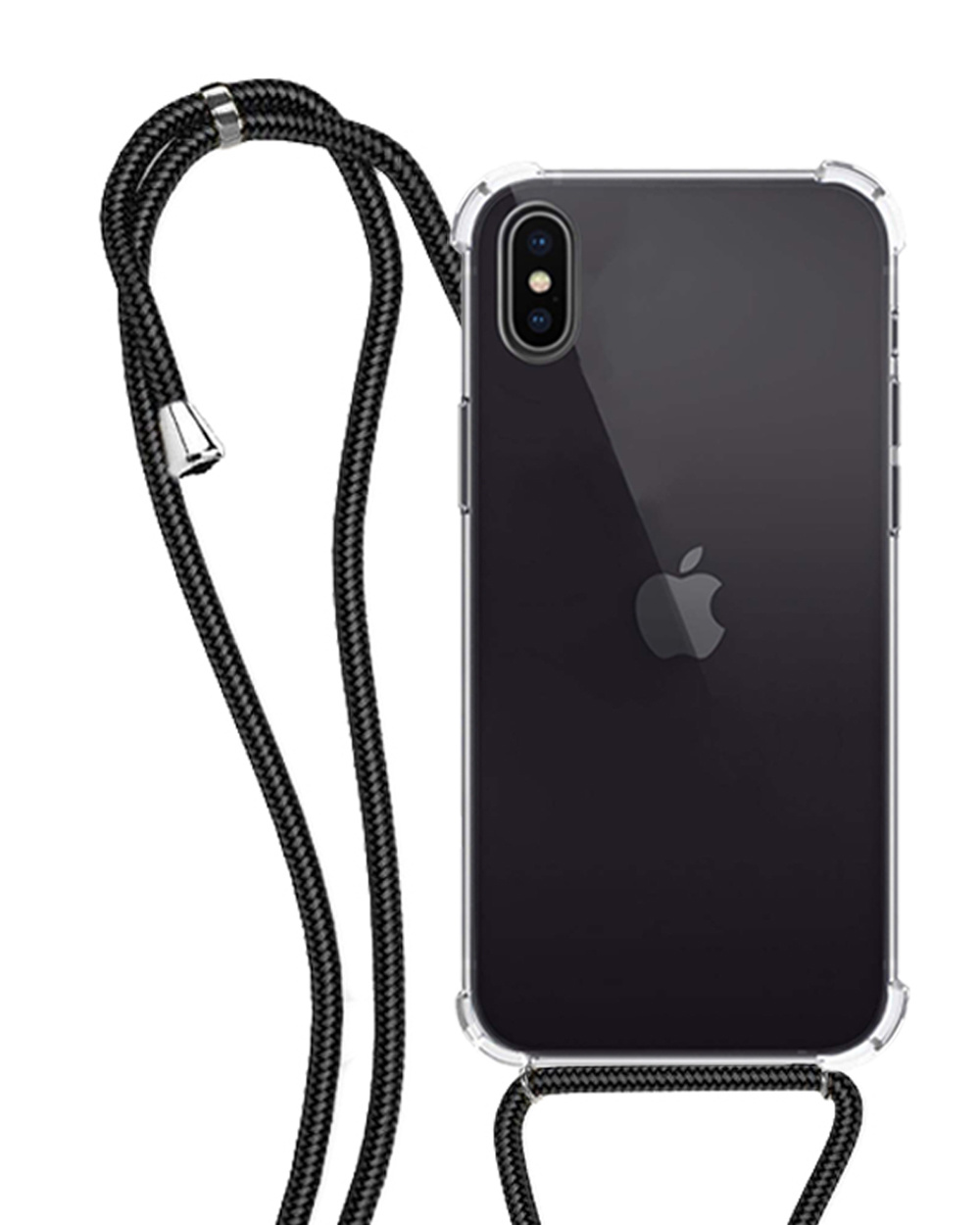 NoXx Hoes Geschikt voor iPhone Xs Hoesje Transparant Met Telefoonkoord Cover Shock Proof Case Koord Hoes