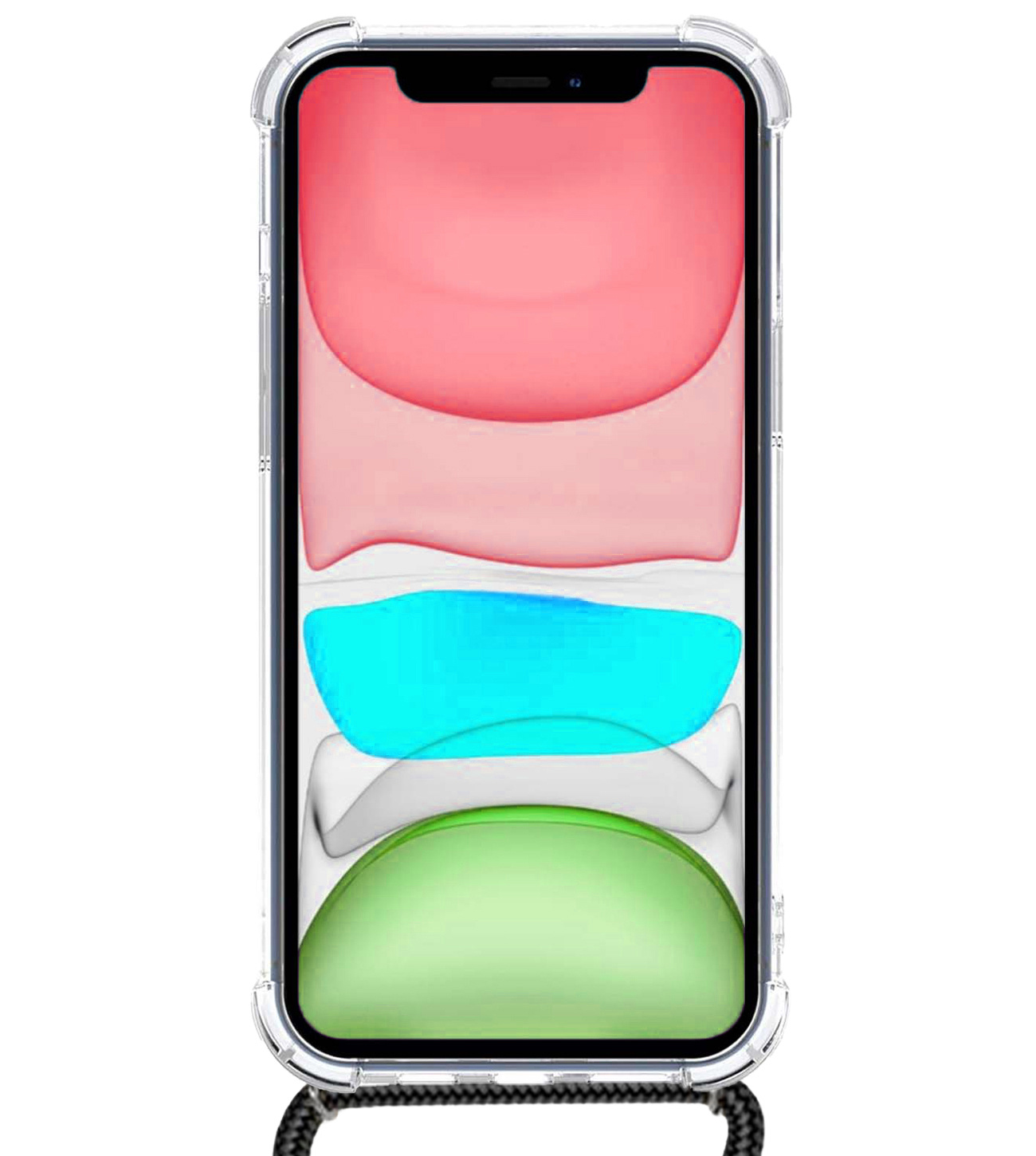 NoXx Hoes Geschikt voor iPhone Xs Hoesje Transparant Met Telefoonkoord Cover Shock Proof Case Koord Hoes