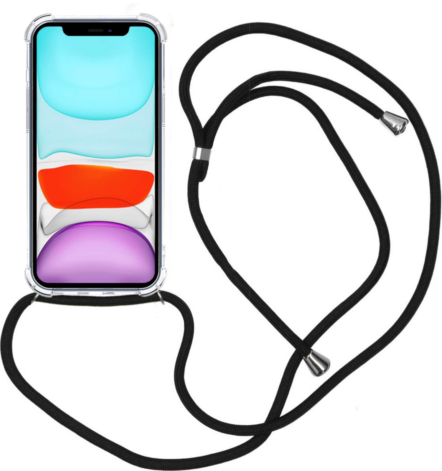 Nomfy Hoesje Geschikt voor iPhone X Hoesje Shock Proof Transparant Met Telefoonketting Case Shock Koord - Hoesje Geschikt voor iPhone X Shock Proof Case Met Koord - Transparant
