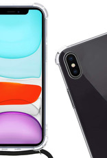 Nomfy Hoesje Geschikt voor iPhone X Hoesje Shock Proof Transparant Met Telefoonketting Case Shock Koord - Hoesje Geschikt voor iPhone X Shock Proof Case Met Koord - Transparant