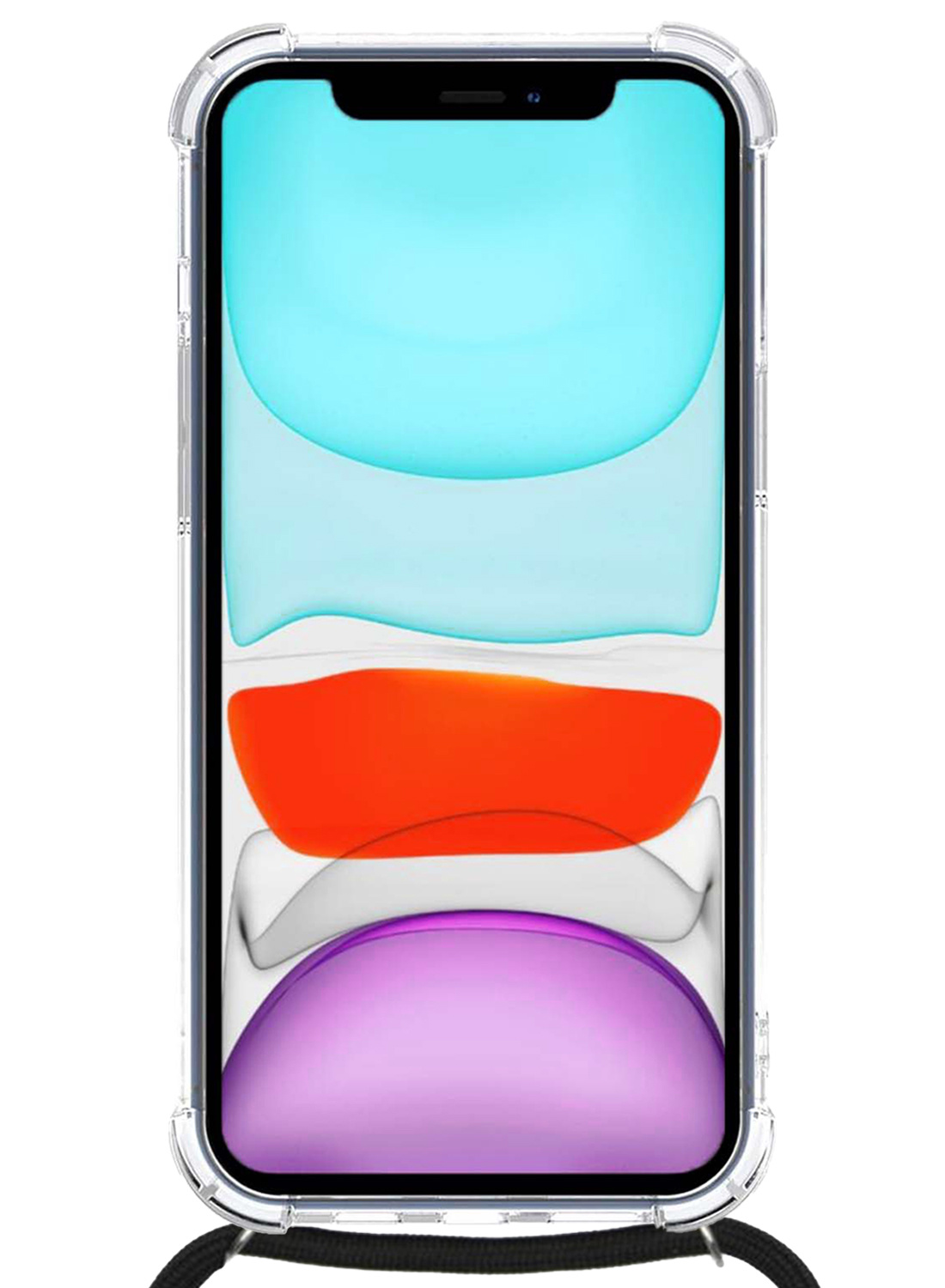 Nomfy Hoesje Geschikt voor iPhone X Hoesje Shock Proof Transparant Met Telefoonketting Case Shock Koord - Hoesje Geschikt voor iPhone X Shock Proof Case Met Koord - Transparant