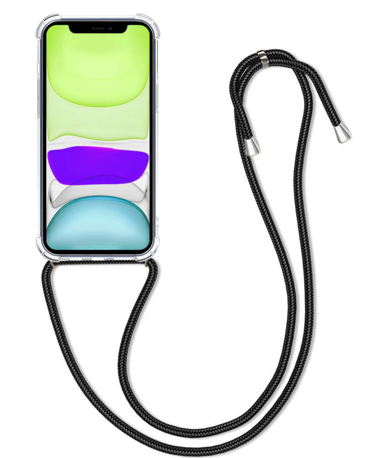 BASEY. Hoes Geschikt voor iPhone X Hoesje Shock Proof Case Met Koord Shock Hoes Met Koord - Hoesje Geschikt voor iPhone X Hoes Cover Met Koord - Transparant