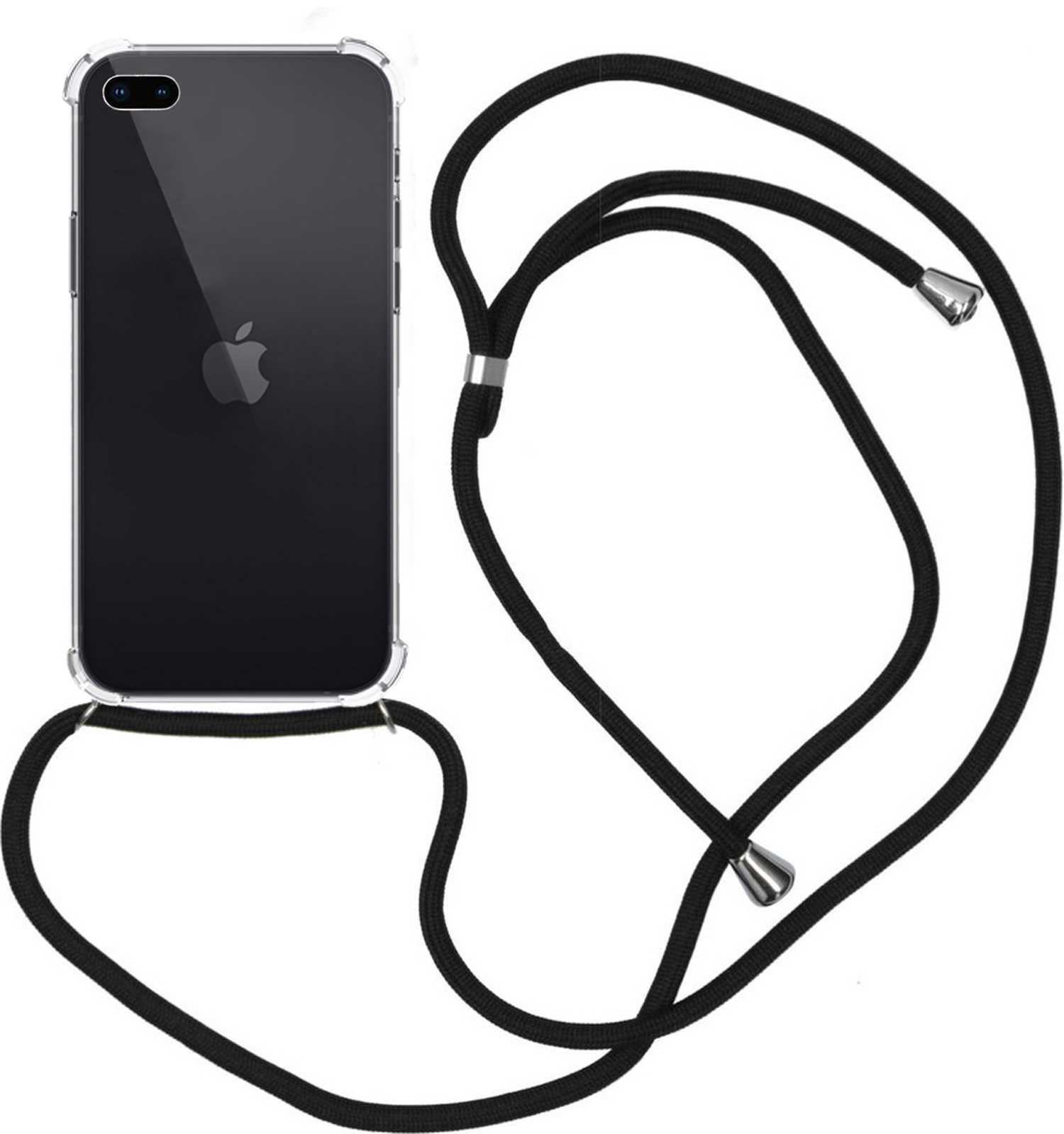 Nomfy Hoesje Geschikt voor iPhone 8 Plus Hoesje Shock Proof Transparant Met Telefoonketting Case Shock Koord - Hoesje Geschikt voor iPhone 8 Plus Shock Proof Case Met Koord - Transparant