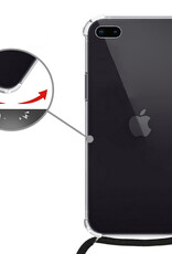 Nomfy Hoesje Geschikt voor iPhone 8 Plus Hoesje Shock Proof Transparant Met Telefoonketting Case Shock Koord - Hoesje Geschikt voor iPhone 8 Plus Shock Proof Case Met Koord - Transparant