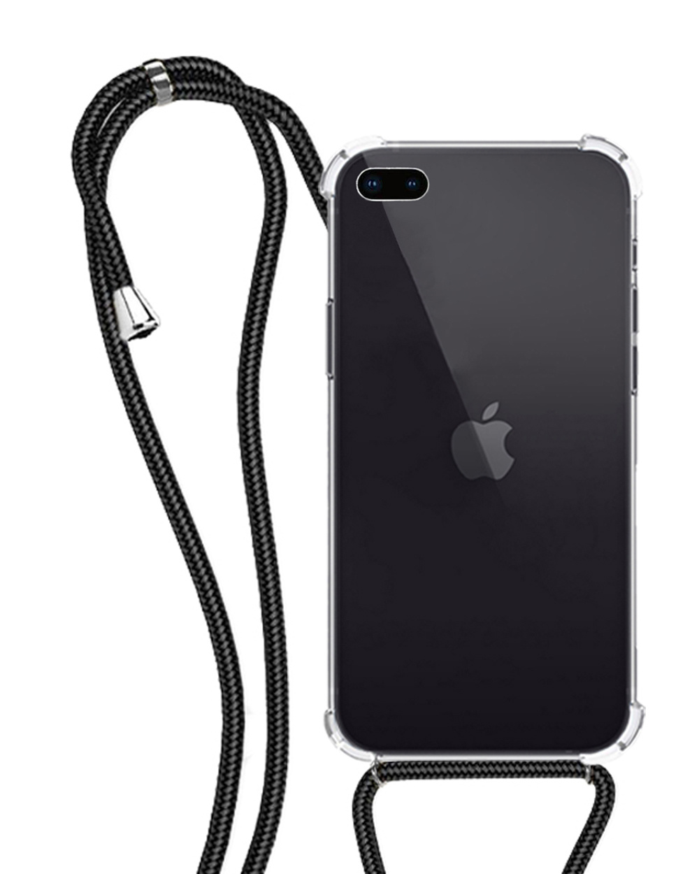 NoXx Hoes Geschikt voor iPhone 8 Plus Hoesje Transparant Met Telefoonkoord Cover Shock Proof Case Koord Hoes