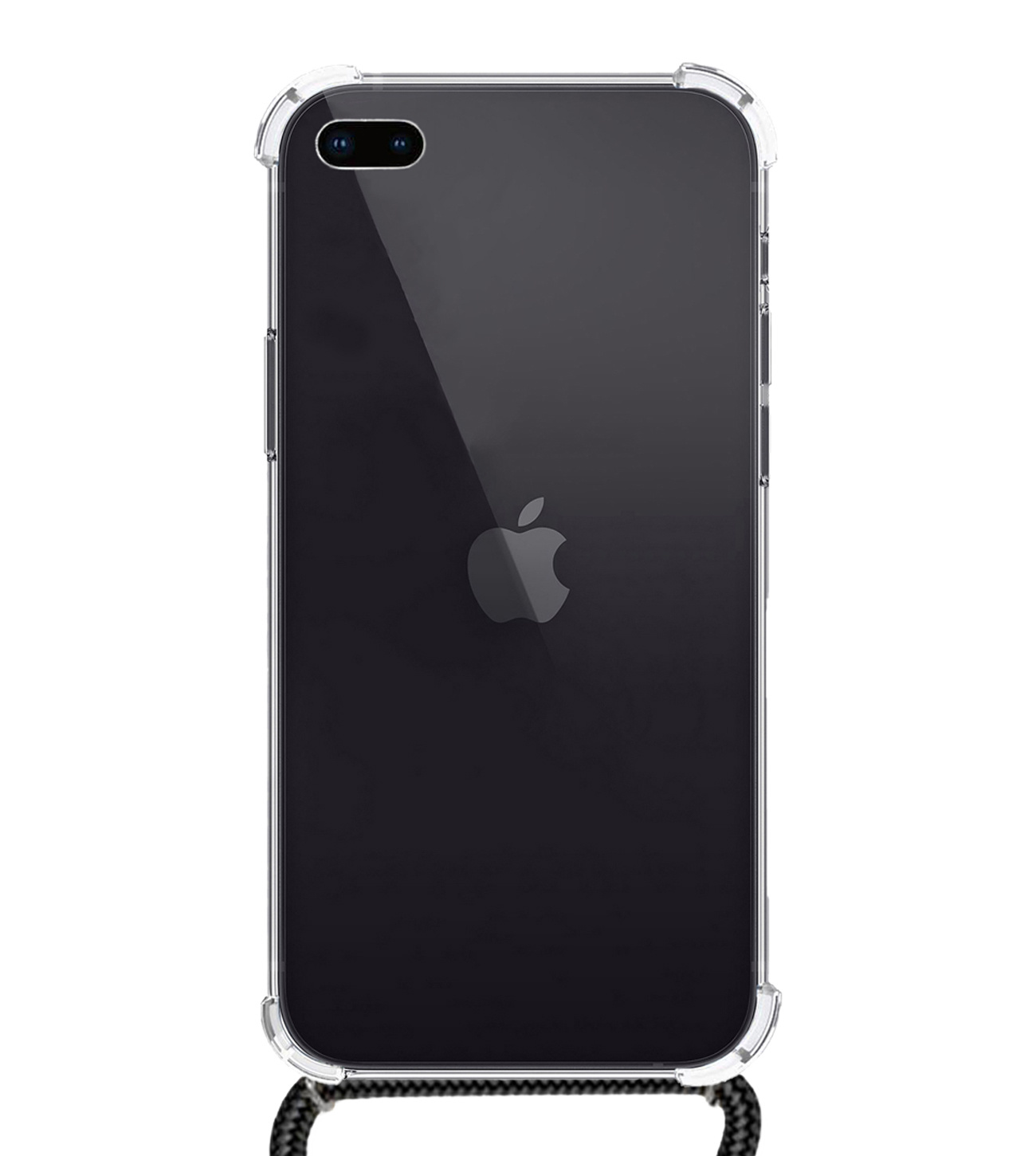 BASEY. Hoes Geschikt voor iPhone 8 Plus Hoesje Shock Proof Case Met Koord Shock Hoes Met Koord - Hoesje Geschikt voor iPhone 8 Plus Hoes Cover Met Koord - Transparant
