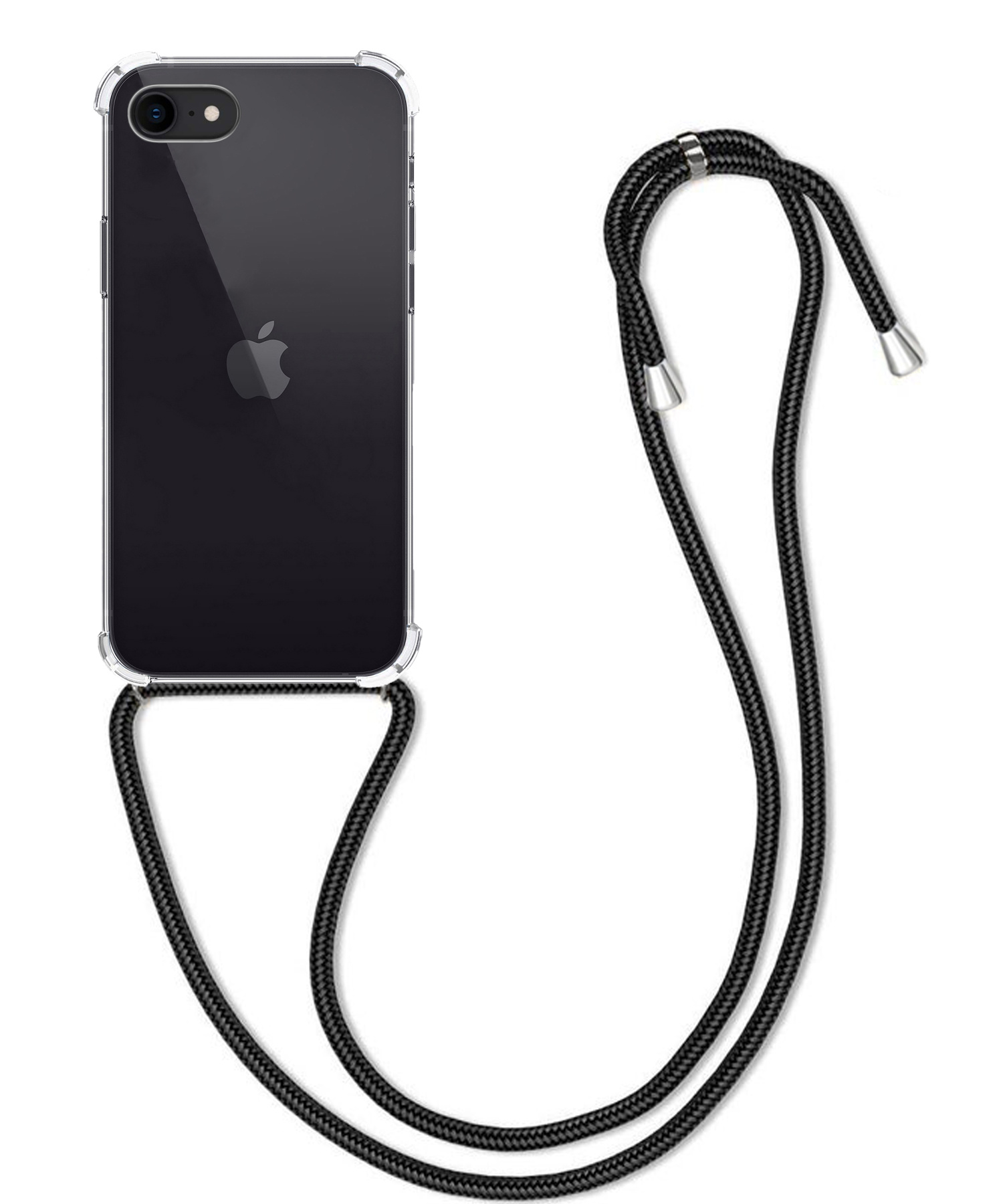 BASEY. Hoes Geschikt voor iPhone SE 2020 Hoesje Shock Proof Case Met Koord Shock Hoes Met Koord - Hoesje Geschikt voor iPhone SE (2020) Hoes Cover Met Koord - Transparant