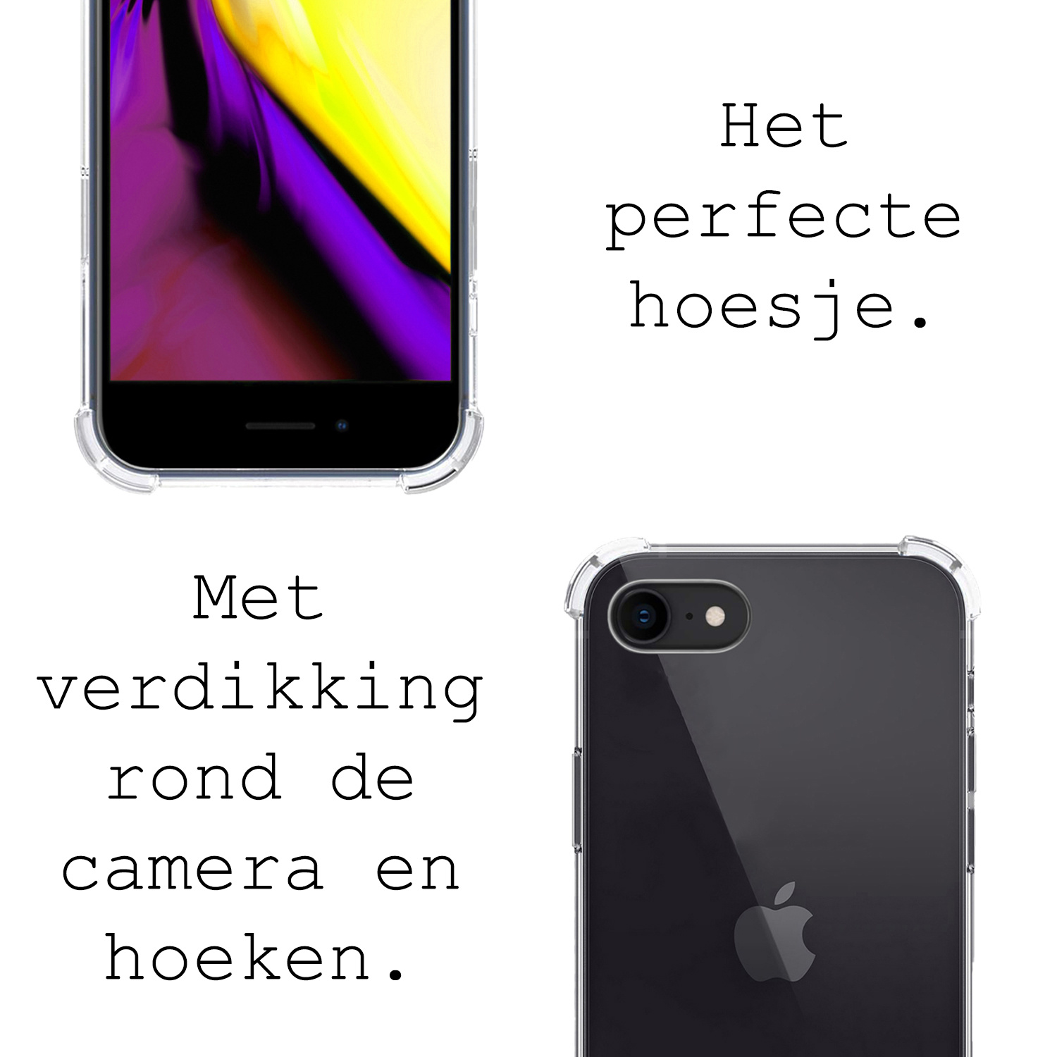 BASEY. Hoes Geschikt voor iPhone SE 2020 Hoesje Shock Proof Case Met Koord Shock Hoes Met Koord - Hoesje Geschikt voor iPhone SE (2020) Hoes Cover Met Koord - Transparant