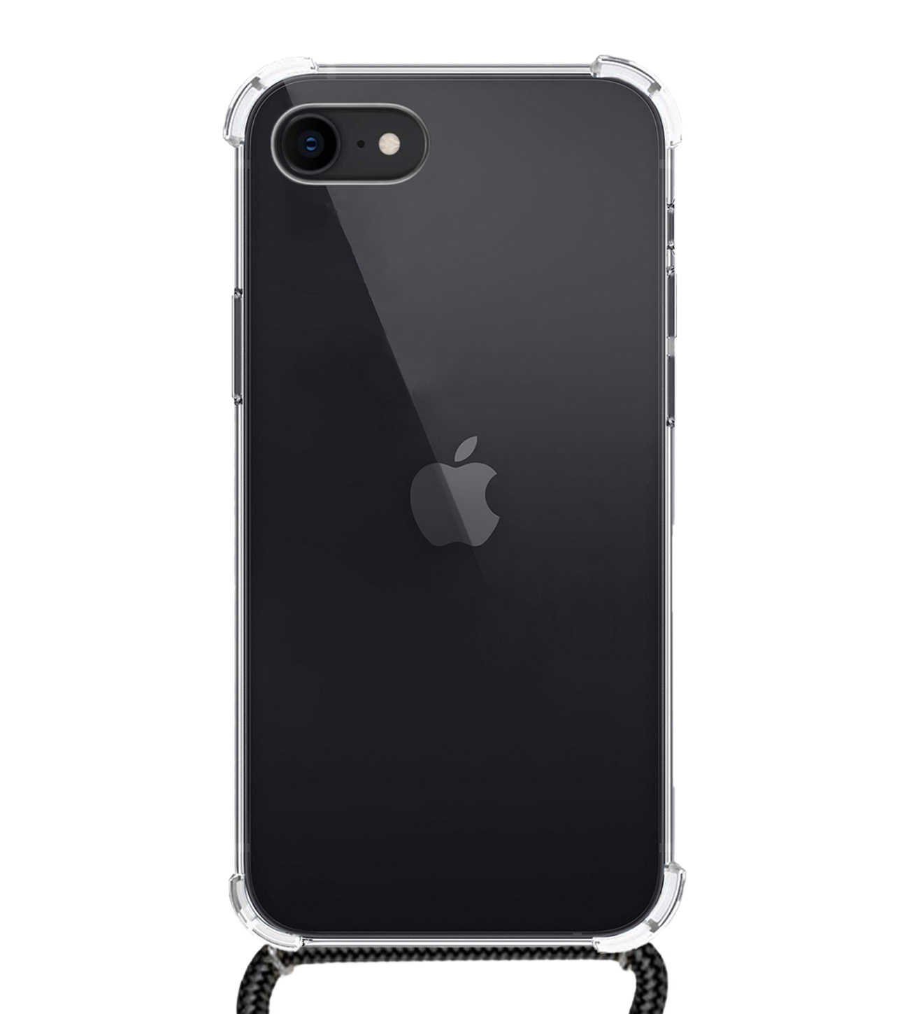 BASEY. Hoes Geschikt voor iPhone SE 2020 Hoesje Shock Proof Case Met Koord Shock Hoes Met Koord - Hoesje Geschikt voor iPhone SE (2020) Hoes Cover Met Koord - Transparant