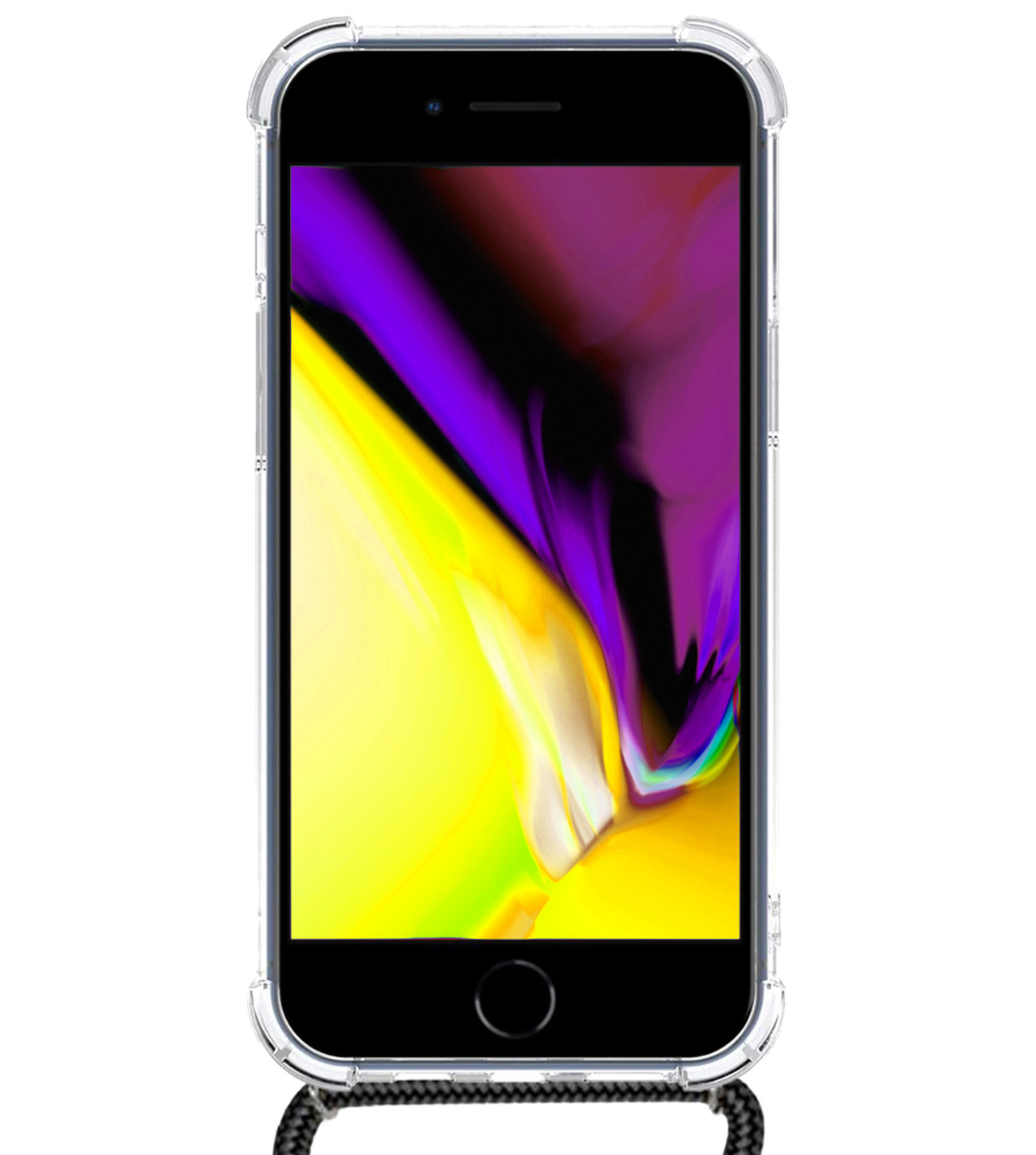 BASEY. Hoes Geschikt voor iPhone SE 2020 Hoesje Shock Proof Case Met Koord Shock Hoes Met Koord - Hoesje Geschikt voor iPhone SE (2020) Hoes Cover Met Koord - Transparant
