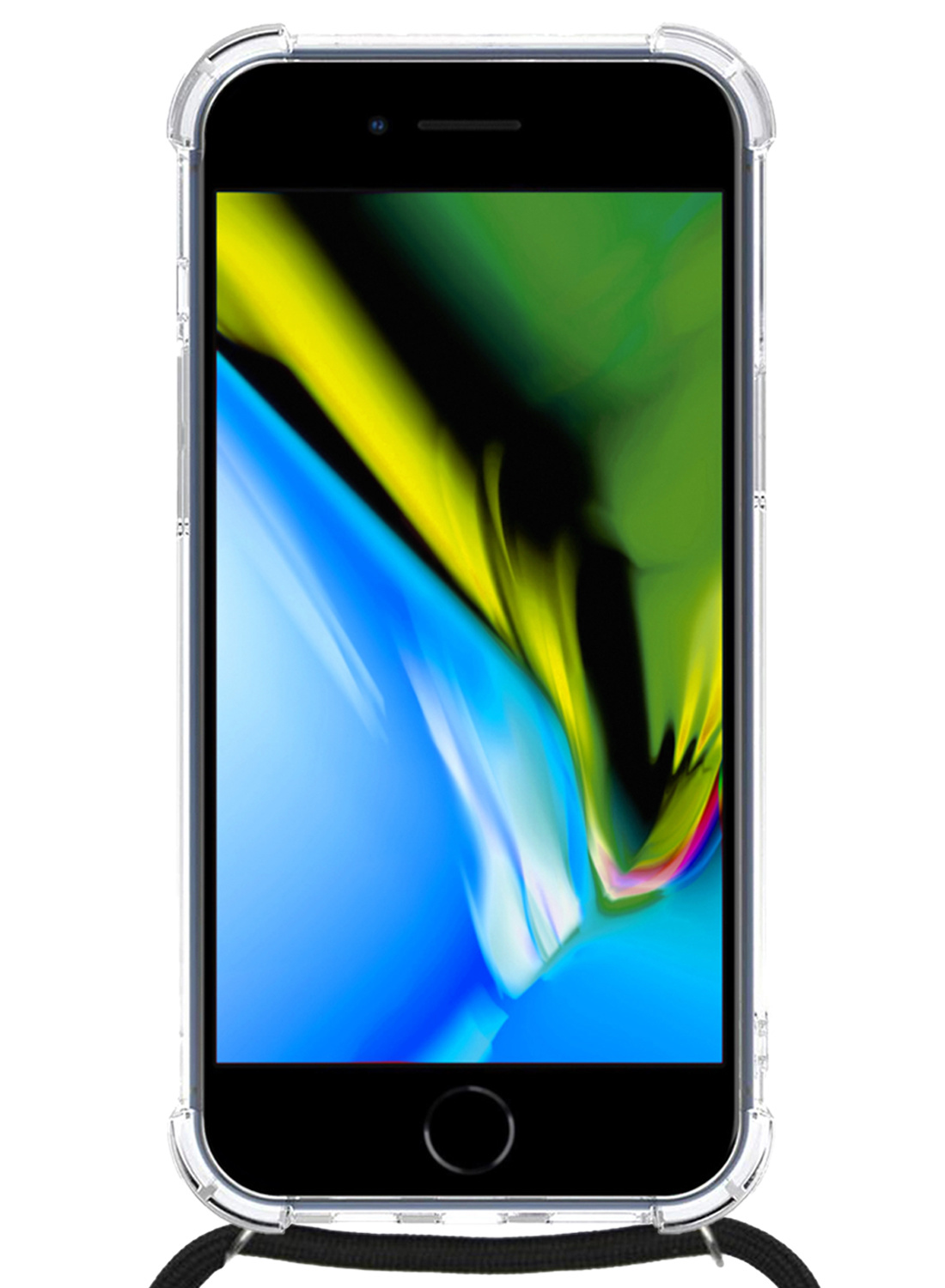 Nomfy Hoesje Geschikt voor iPhone 7 Hoesje Shock Proof Transparant Met Telefoonketting Case Shock Koord - Hoesje Geschikt voor iPhone 7 Shock Proof Case Met Koord - Transparant