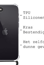 BASEY. Hoes Geschikt voor iPhone 7 Hoesje Shock Proof Case Met Koord Shock Hoes Met Koord - Hoesje Geschikt voor iPhone 7 Hoes Cover Met Koord - Transparant