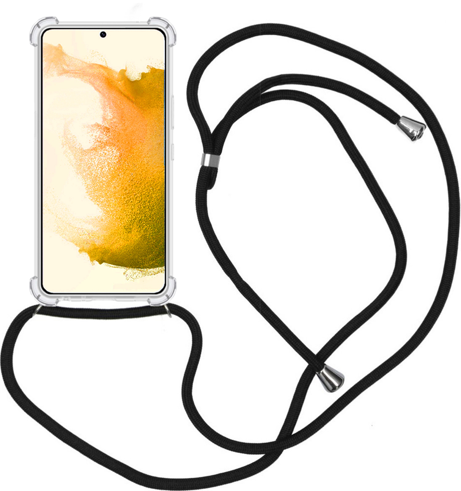 Nomfy Hoesje Geschikt voor Samsung S22 Ultra Hoesje Shock Proof Transparant Met Telefoonketting Case Shock Koord - Hoesje Geschikt voor Samsung Galaxy S22 Ultra Shock Proof Case Met Koord - Transparant