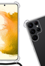 Nomfy Hoesje Geschikt voor Samsung S22 Ultra Hoesje Shock Proof Transparant Met Telefoonketting Case Shock Koord - Hoesje Geschikt voor Samsung Galaxy S22 Ultra Shock Proof Case Met Koord - Transparant