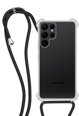 NoXx Hoes Geschikt voor Samsung S22 Ultra Hoesje Transparant Met Telefoonkoord Cover Shock Proof Case Koord Hoes