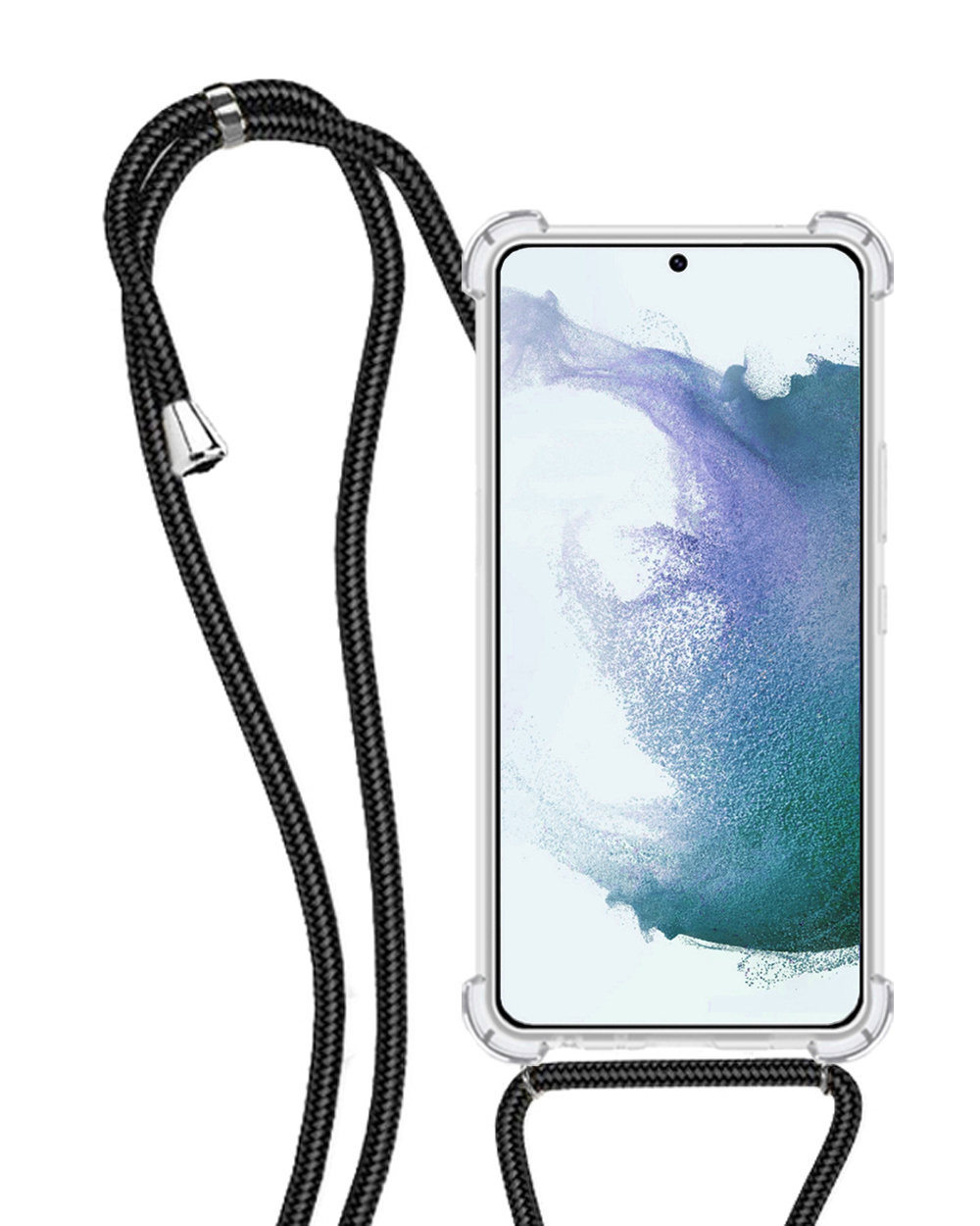 NoXx Hoes Geschikt voor Samsung S22 Ultra Hoesje Transparant Met Telefoonkoord Cover Shock Proof Case Koord Hoes