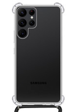 NoXx Hoes Geschikt voor Samsung S22 Ultra Hoesje Transparant Met Telefoonkoord Cover Shock Proof Case Koord Hoes
