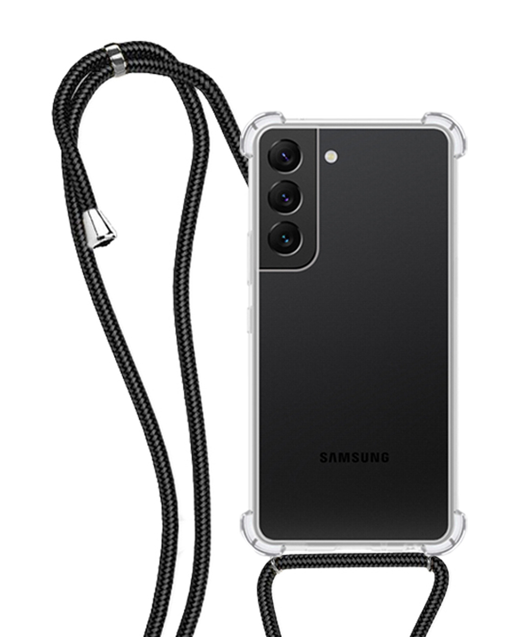 NoXx Hoes Geschikt voor Samsung S22 Plus Hoesje Transparant Met Telefoonkoord Cover Shock Proof Case Koord Hoes