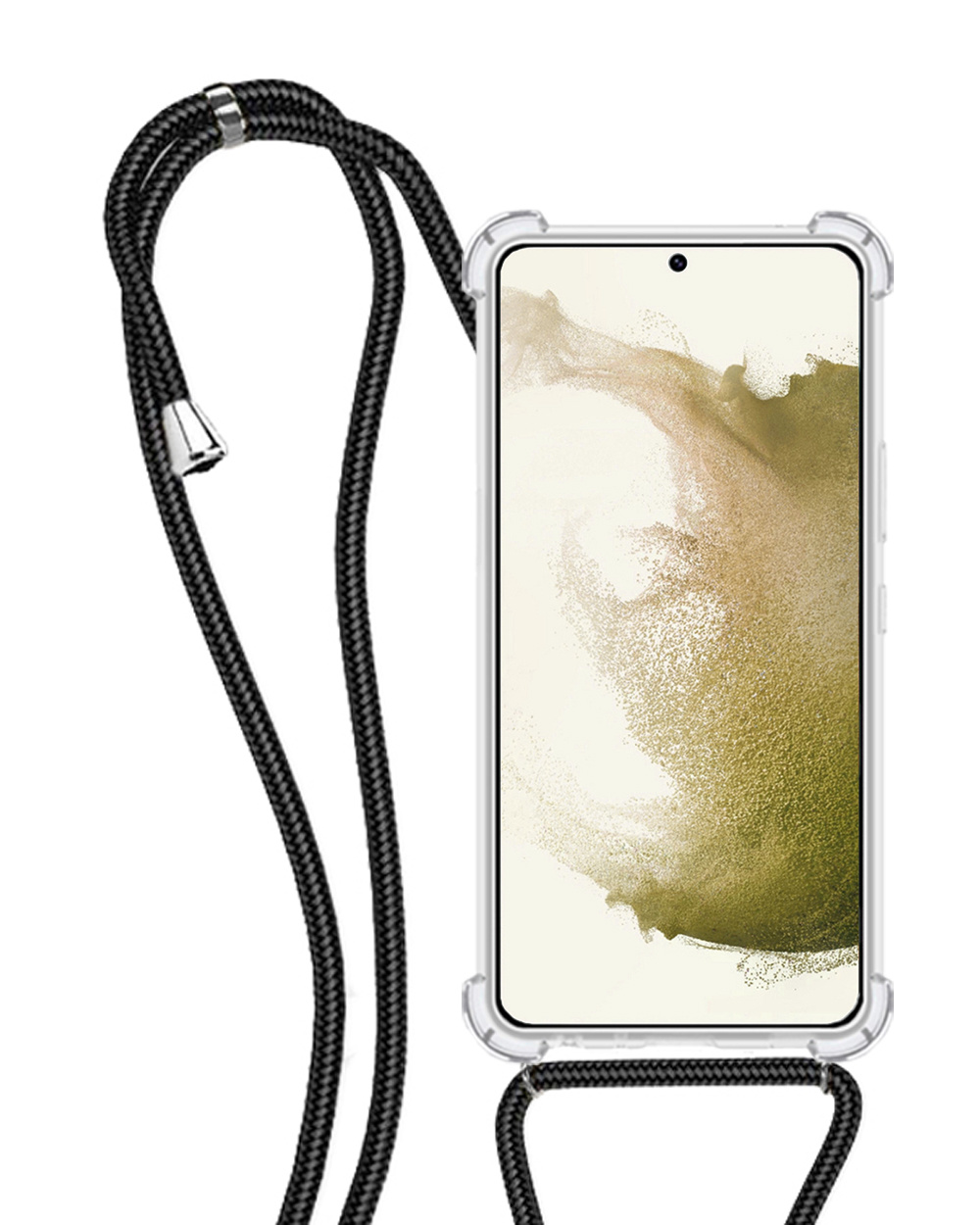 NoXx Hoes Geschikt voor Samsung S22 Plus Hoesje Transparant Met Telefoonkoord Cover Shock Proof Case Koord Hoes