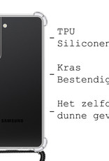 BASEY. Hoes Geschikt voor Samsung S22 Plus Hoesje Shock Proof Case Met Koord Shock Hoes Met Koord - Hoesje Geschikt voor Samsung Galaxy S22 Plus Hoes Cover Met Koord - Transparant