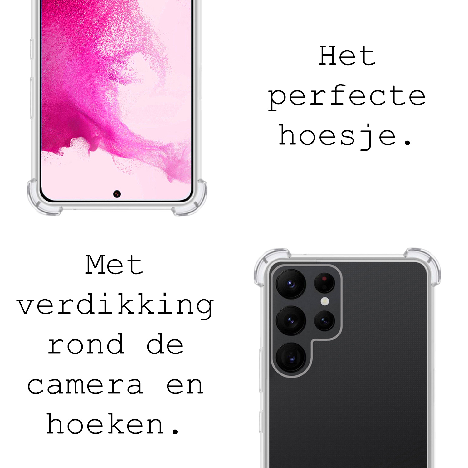 BASEY. Hoes Geschikt voor Samsung S22 Plus Hoesje Shock Proof Case Met Koord Shock Hoes Met Koord - Hoesje Geschikt voor Samsung Galaxy S22 Plus Hoes Cover Met Koord - Transparant