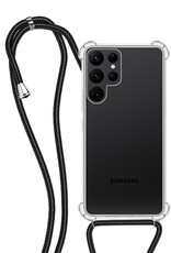 NoXx Hoes Geschikt voor Samsung S21 Ultra Hoesje Transparant Met Telefoonkoord Cover Shock Proof Case Koord Hoes