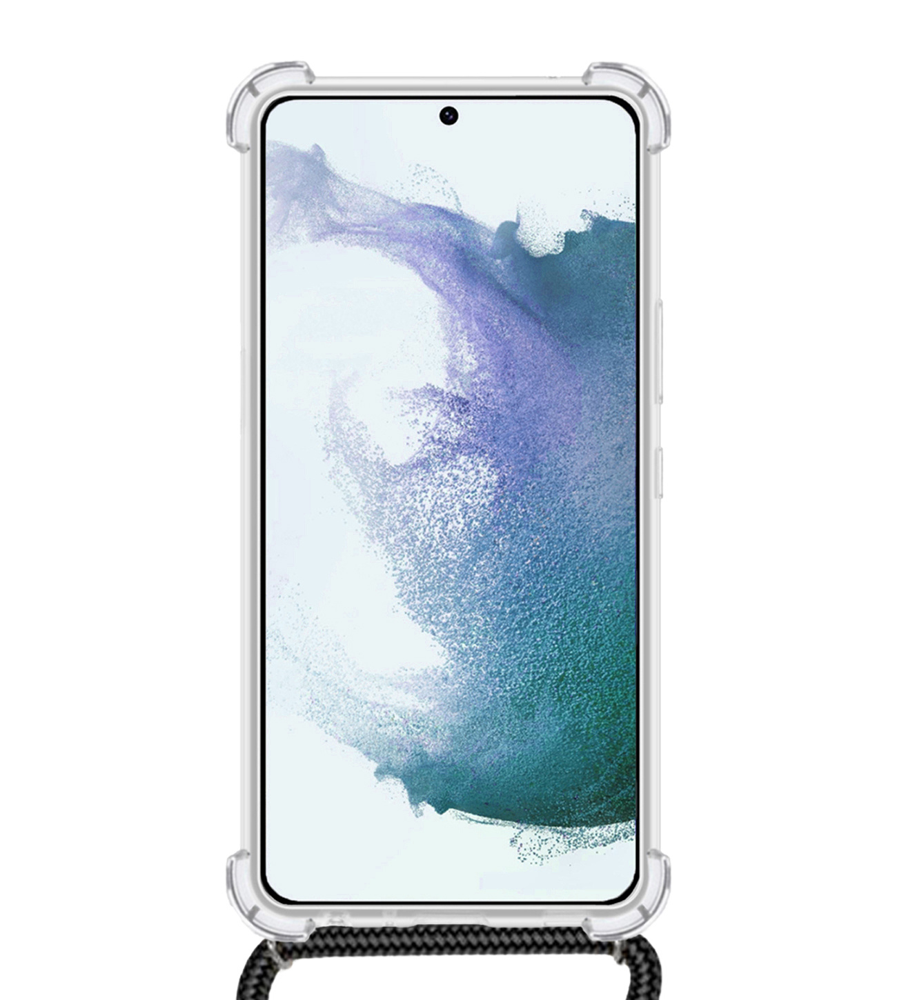 NoXx Hoes Geschikt voor Samsung S21 Ultra Hoesje Transparant Met Telefoonkoord Cover Shock Proof Case Koord Hoes