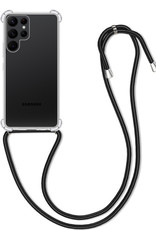 BASEY. Hoes Geschikt voor Samsung S21 Ultra Hoesje Shock Proof Case Met Koord Shock Hoes Met Koord - Hoesje Geschikt voor Samsung Galaxy S21 Ultra Hoes Cover Met Koord - Transparant