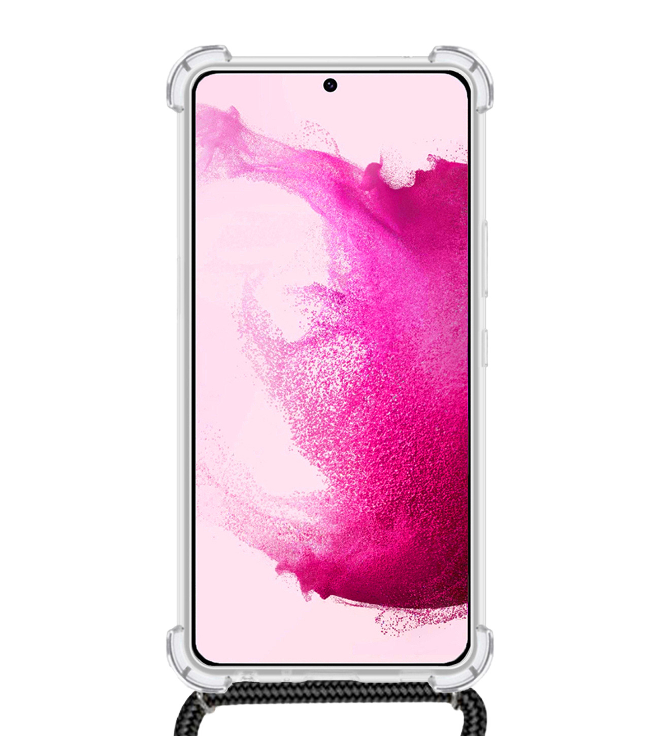 BASEY. Hoes Geschikt voor Samsung S21 Plus Hoesje Shock Proof Case Met Koord Shock Hoes Met Koord - Hoesje Geschikt voor Samsung Galaxy S21 Plus Hoes Cover Met Koord - Transparant