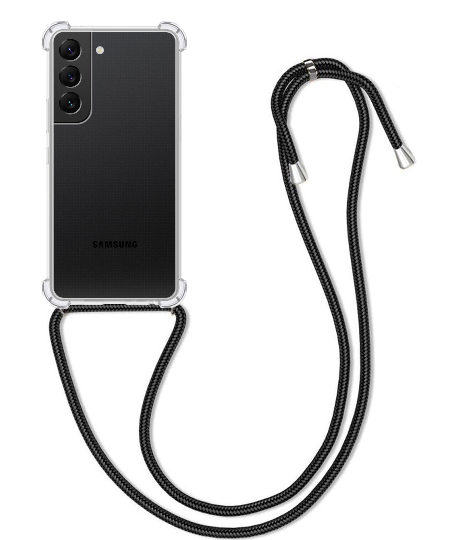 BASEY. Hoes Geschikt voor Samsung S21 Hoesje Shock Proof Case Met Koord Shock Hoes Met Koord - Hoesje Geschikt voor Samsung Galaxy S21 Hoes Cover Met Koord - Transparant