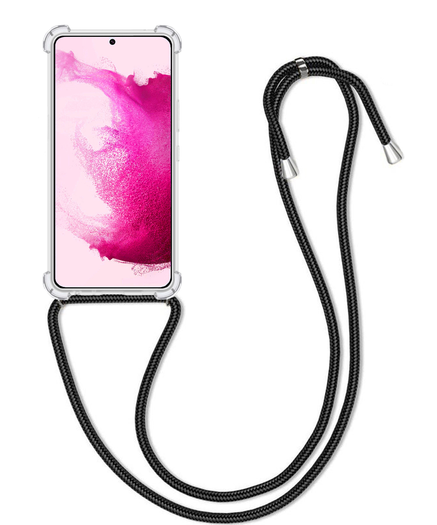 BASEY. Hoes Geschikt voor Samsung S21 Hoesje Shock Proof Case Met Koord Shock Hoes Met Koord - Hoesje Geschikt voor Samsung Galaxy S21 Hoes Cover Met Koord - Transparant