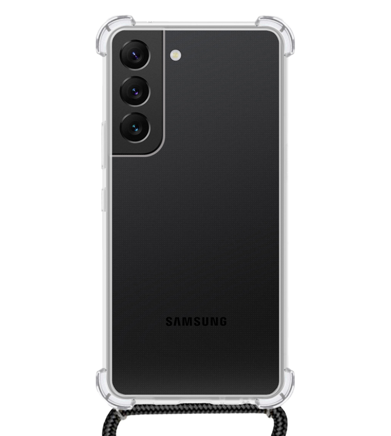 BASEY. Hoes Geschikt voor Samsung S21 Hoesje Shock Proof Case Met Koord Shock Hoes Met Koord - Hoesje Geschikt voor Samsung Galaxy S21 Hoes Cover Met Koord - Transparant