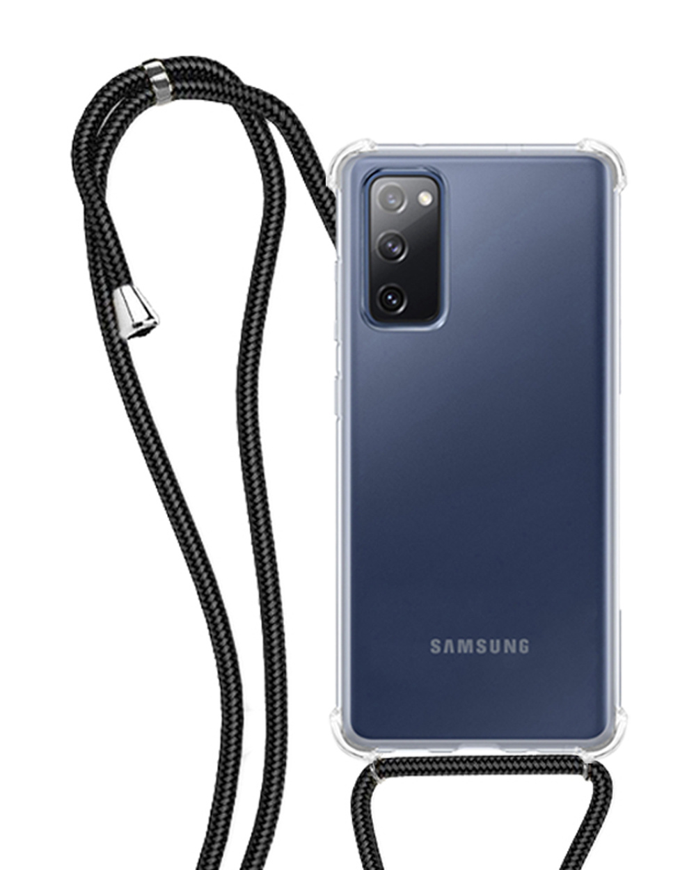 NoXx Hoes Geschikt voor Samsung S20 FE Hoesje Transparant Met Telefoonkoord Cover Shock Proof Case Koord Hoes