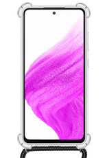 BASEY. Samsung Galaxy A73 Hoesje Koord Shock Proof Case - Samsung A73 Hoes Transparant Koord - Samsung Galaxy A73 Hoes Met Koordje Cover - Transparant