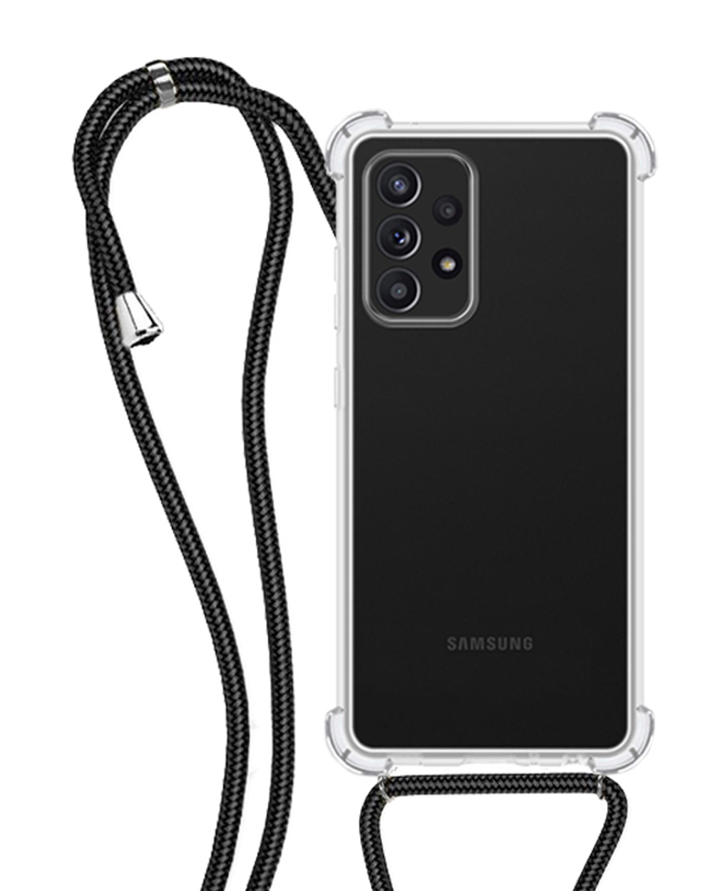 NoXx Hoes Geschikt voor Samsung A72 Hoesje Transparant Met Telefoonkoord Cover Shock Proof Case Koord Hoes